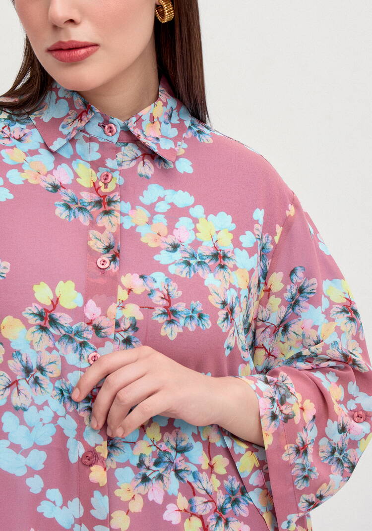 Рубашка с флористическим принтом шир.  750, рис. 12