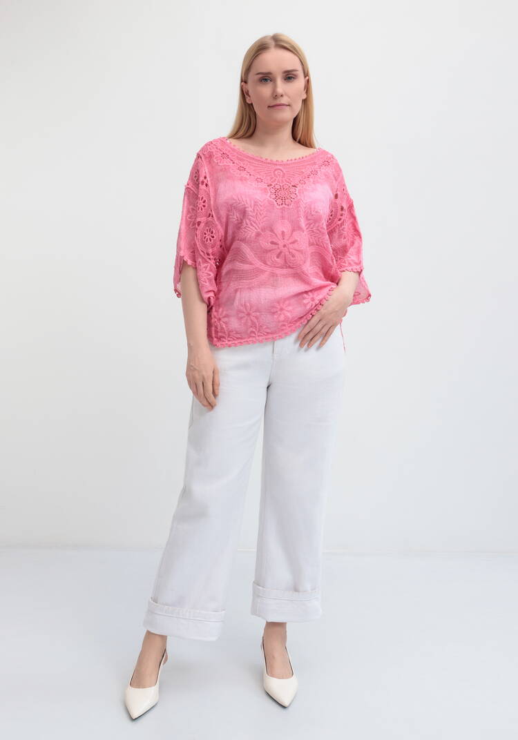 Блуза свободная с кружевным шитьем шир.  750, рис. 26