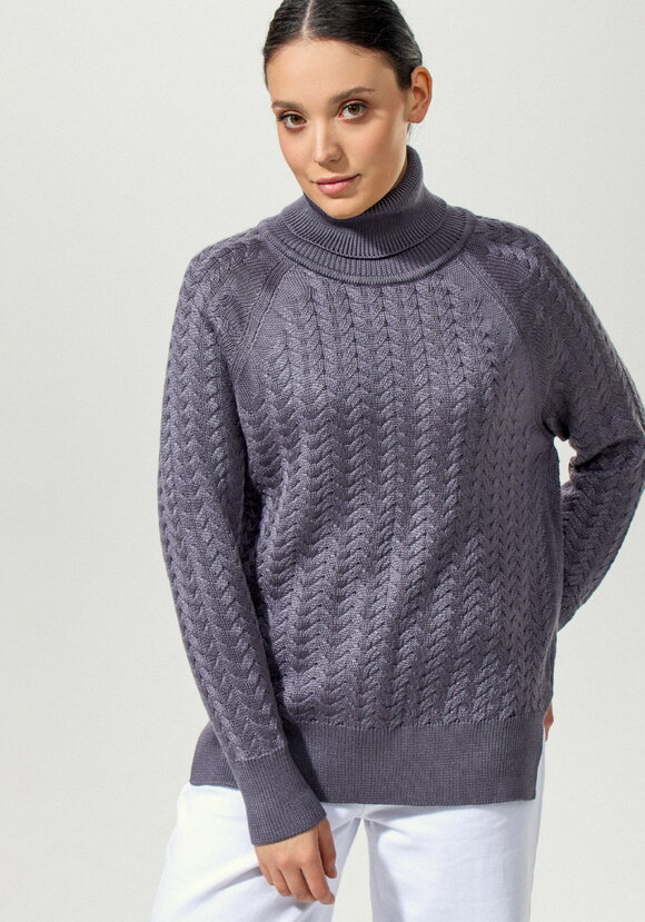 Свитер вязаный с косами и высоким горлом шир.  580, рис. 13