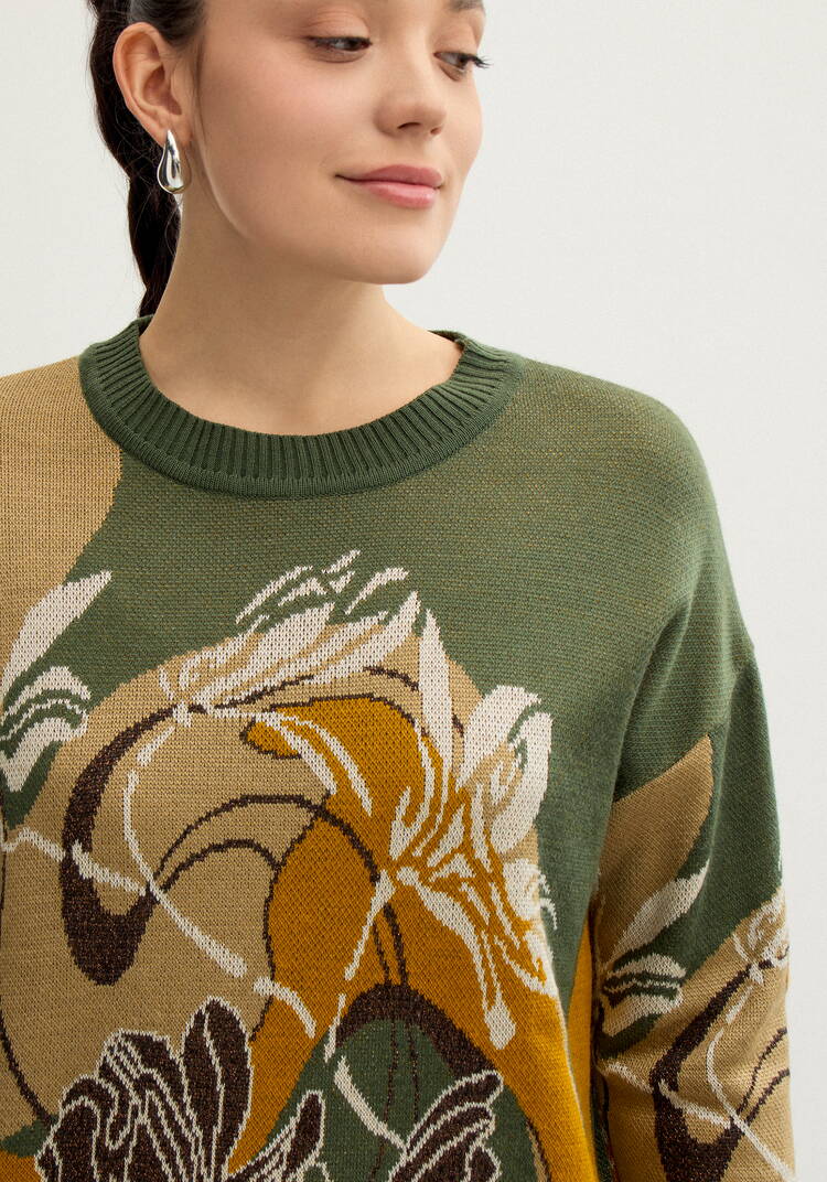 Джемпер с цветочно-абстрактным принтом шир.  750, рис. 24