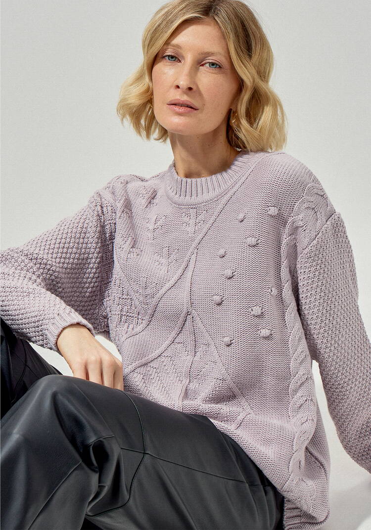 Джемпер с комбинированным фактурным рисунком шир.  750, рис. 17