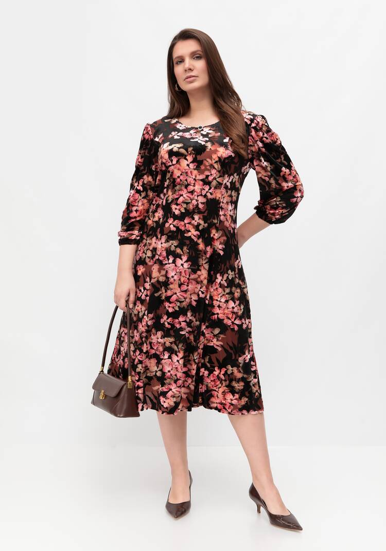 Платье из бархата с цветочным принтом шир.  750, рис. 8