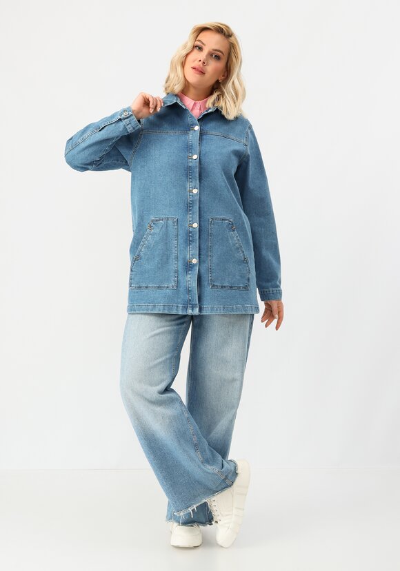 Джинсовая куртка с принтом на спине шир.  580, рис. 11