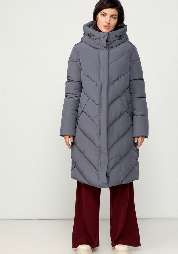 Пуховик стеганый свободного кроя с капюшоном шир.  580, рис. 13