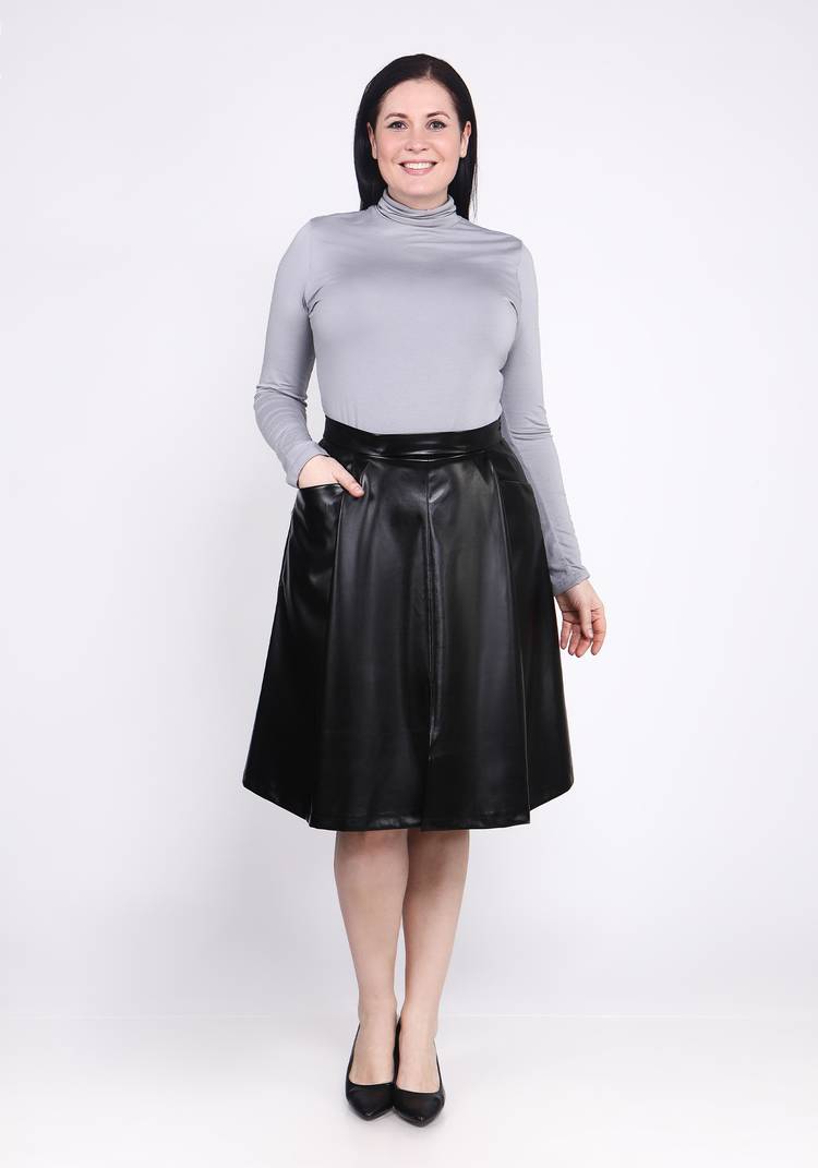 Юбка-трапеция из экокожи шир.  750, рис. 3