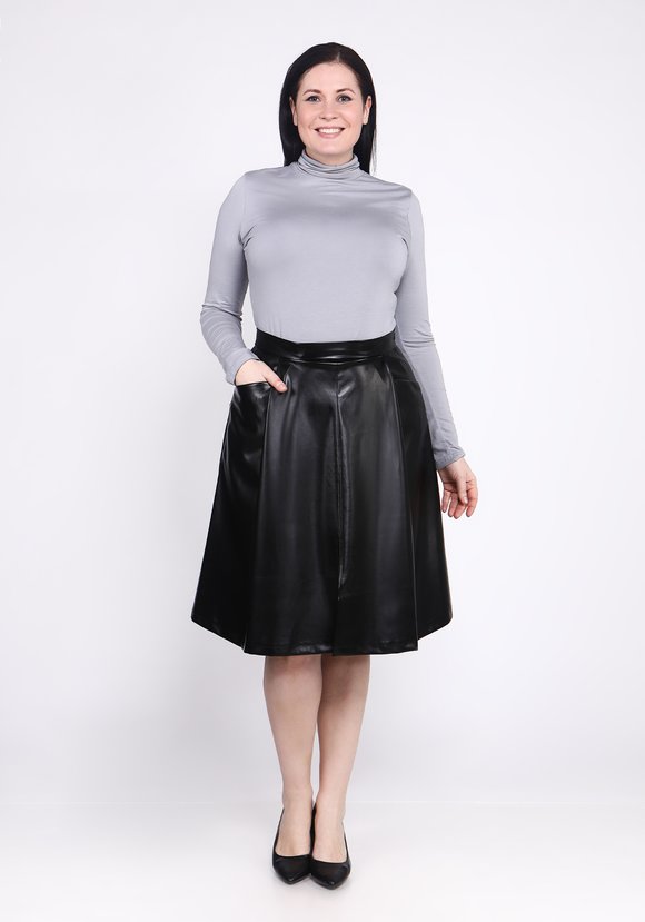 Юбка-трапеция из экокожи шир.  580, рис. 3