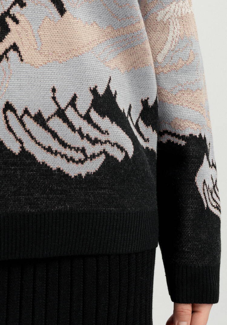 Джемпер с рисунком Журавль шир.  750, рис. 6