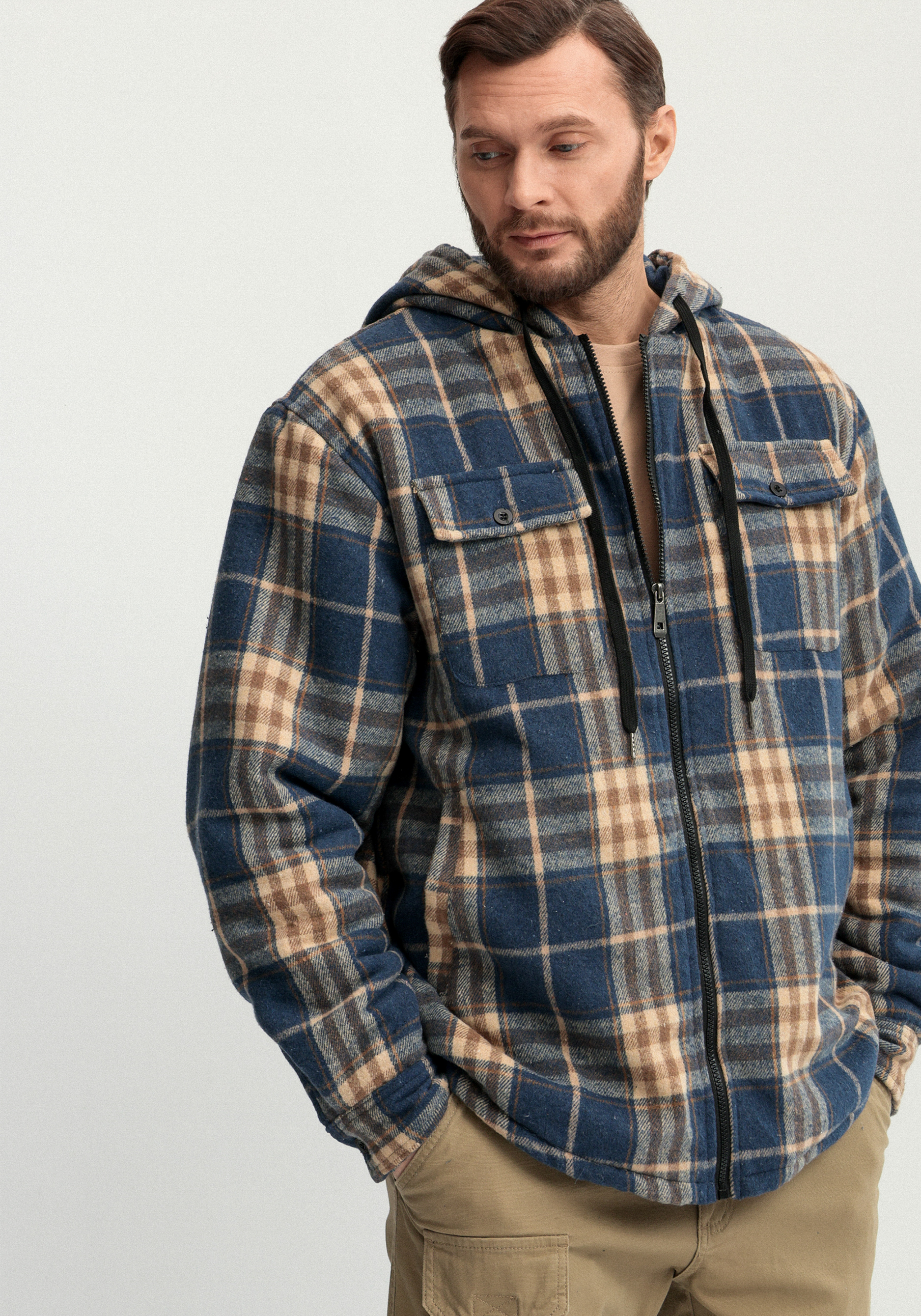 

Рубашка с капюшоном и подкладом из шерпы, Белый