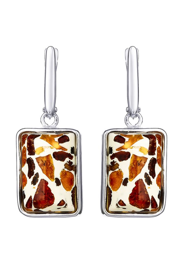 Серьги Янтарная мозаика шир.  750, рис. 1