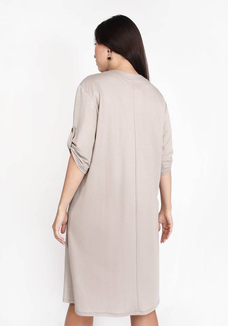 Платье-рубашка на пуговицах однотонное шир.  750, рис. 4