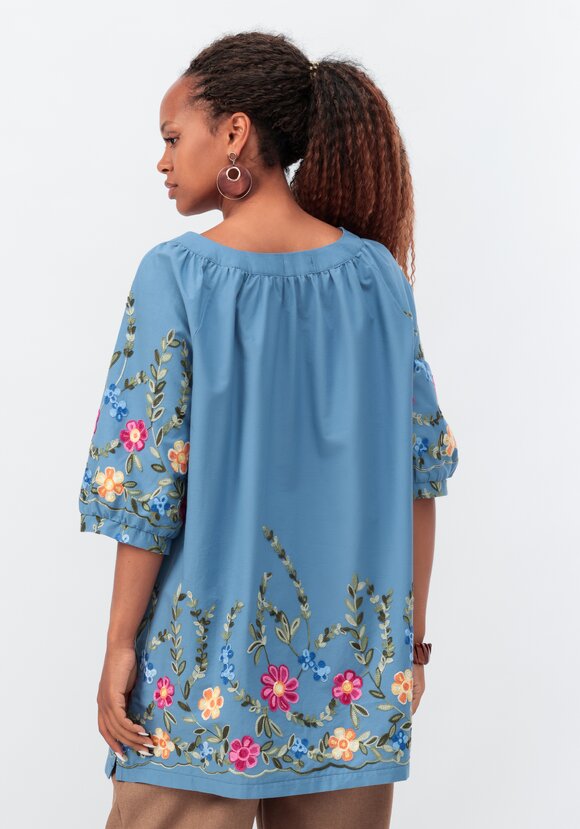 Блуза с цветочной вышивкой и рукавом реглан шир.  580, рис. 37