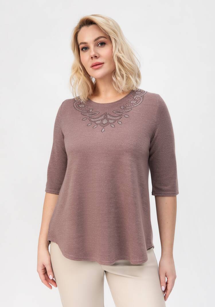 Блуза с декором из страз по горловине шир.  750, рис. 22