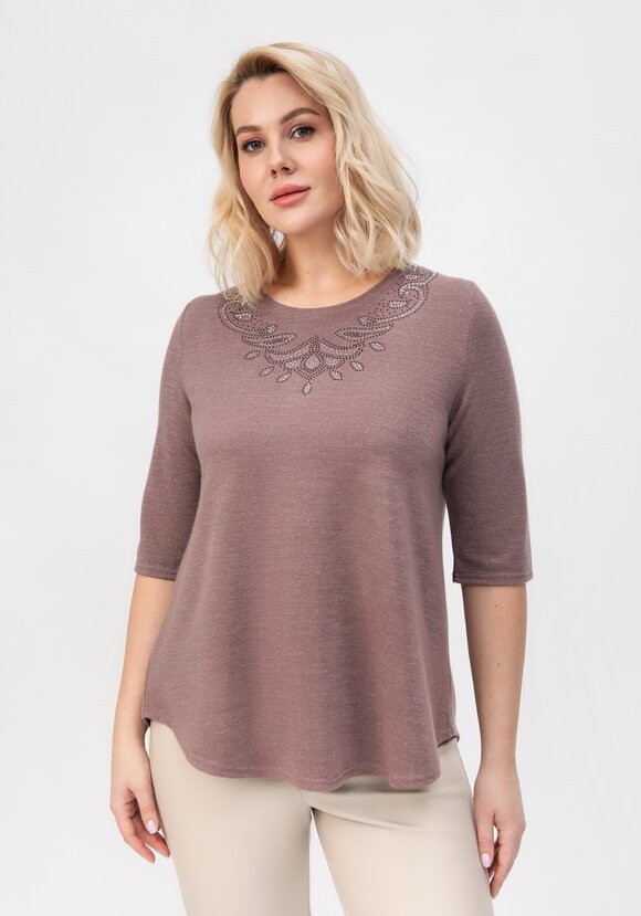 Блуза с декором из страз по горловине шир.  580, рис. 22