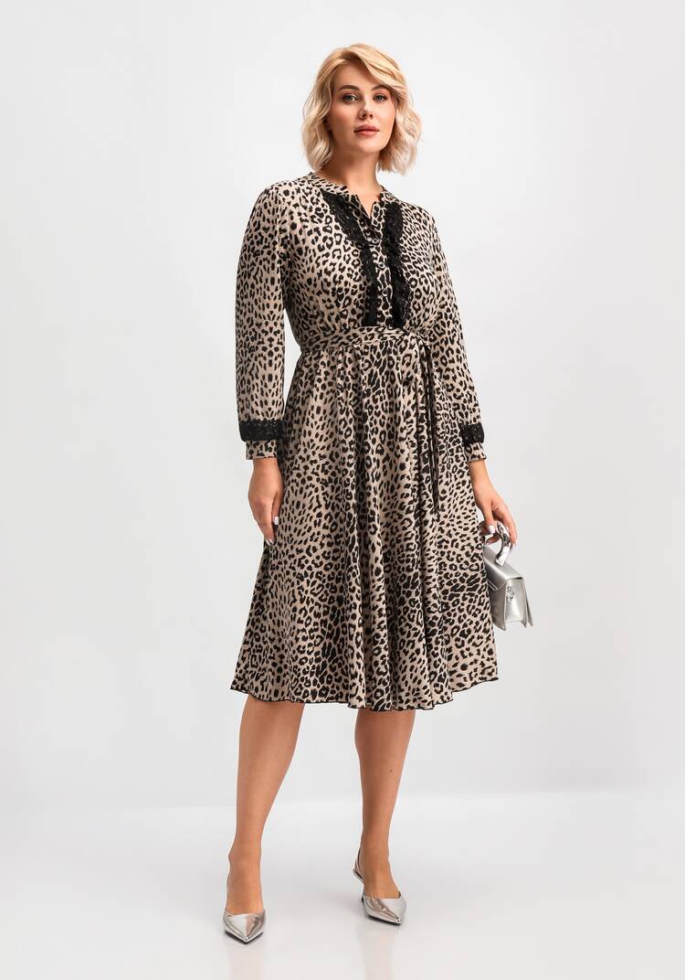 Платье с кружевом и анималистичным принтом шир.  750, рис. 10