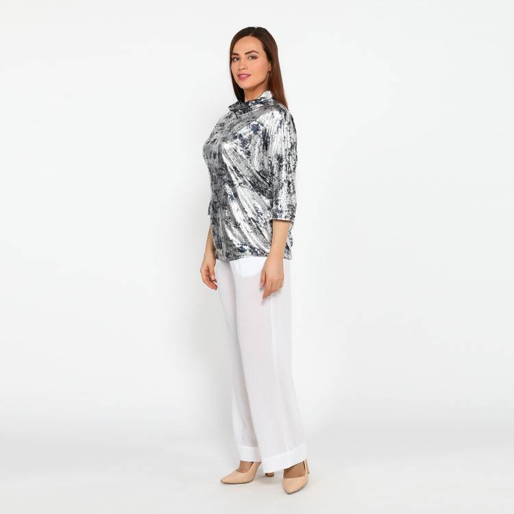 Блуза с блестящим принтом и воротником шир.  750, рис. 9