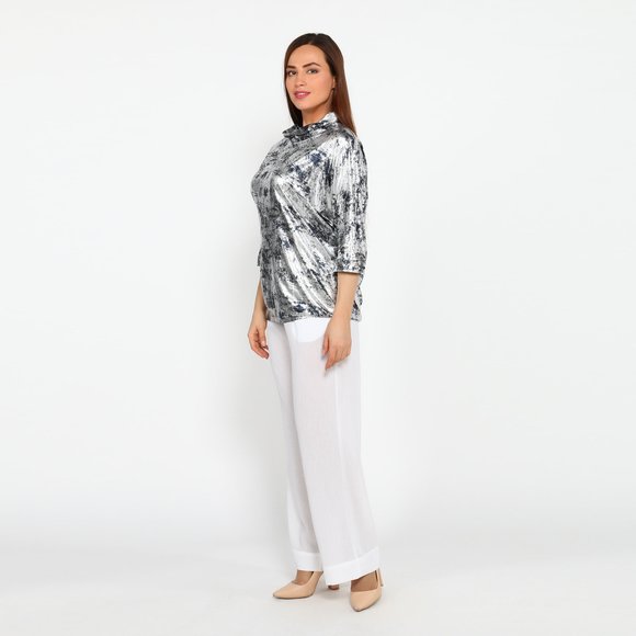 Блуза с блестящим принтом и воротником шир.  580, рис. 9