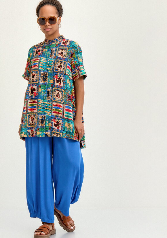 Блуза хлопковая с этническим рисунком шир.  580, рис. 2