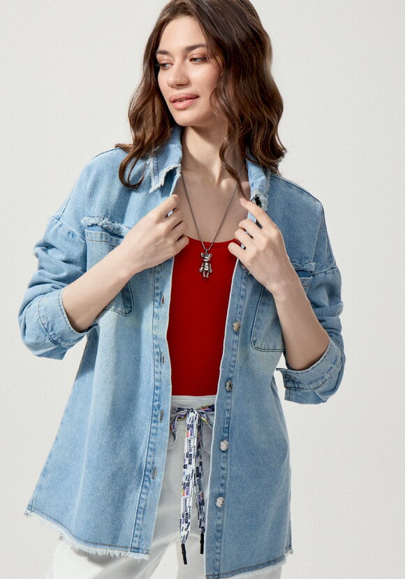 Джинсовая куртка с бахромой по краям шир.  580, рис. 15