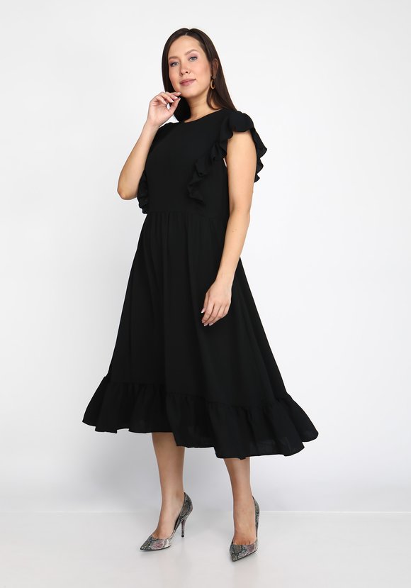 Платье с отрезной талией и рукавом крылышко шир.  580, рис. 6