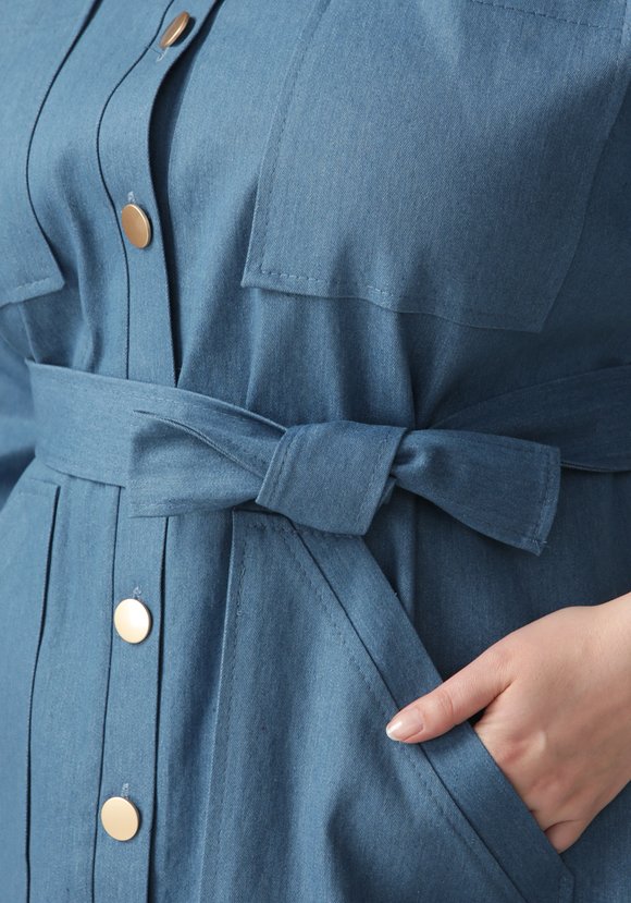 Платье-рубашка из джинсовой ткани с поясом шир.  580, рис. 8