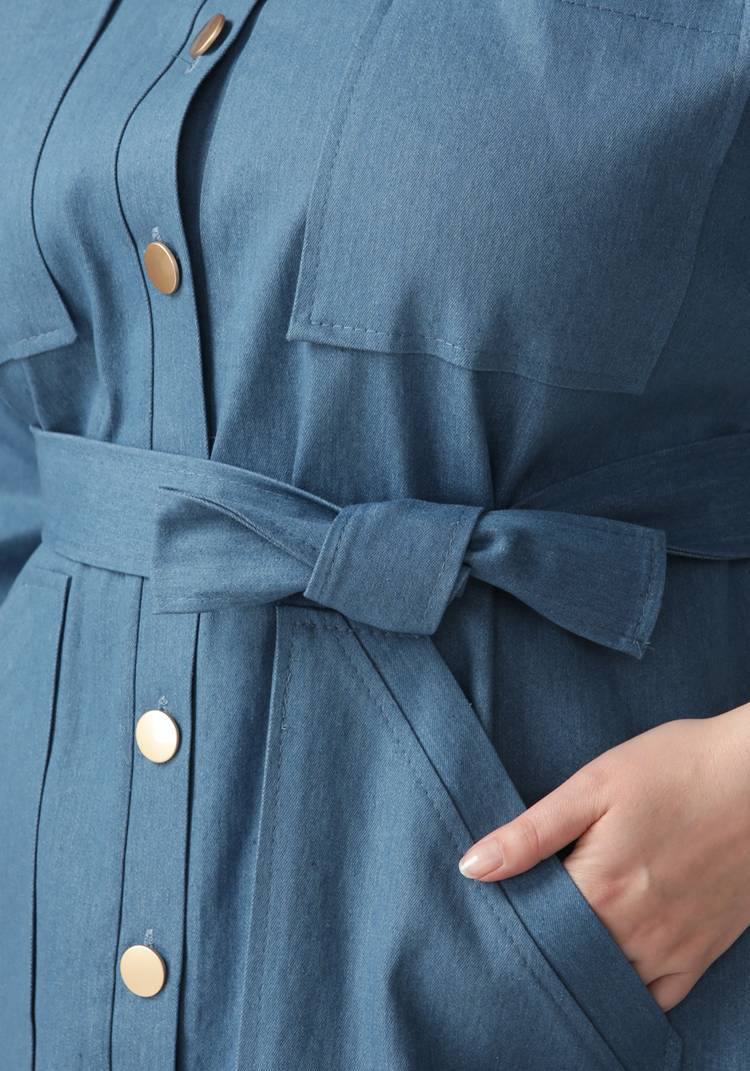 Платье-рубашка из джинсовой ткани с поясом шир.  750, рис. 8