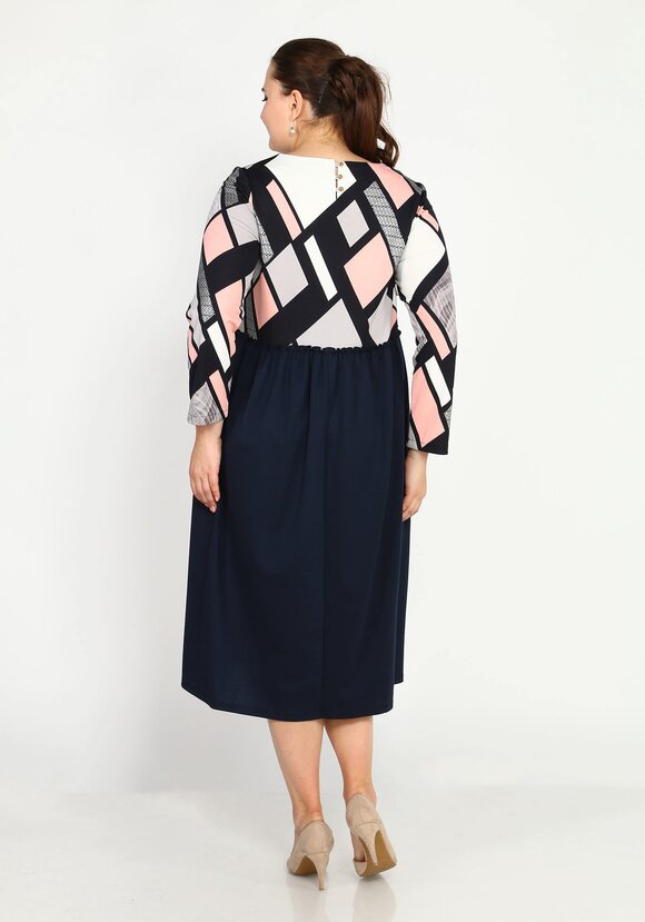 Платье контрастное миди шир.  580, рис. 6
