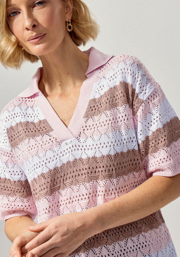 Джемпер-поло ажурный в полоску шир.  580, рис. 6