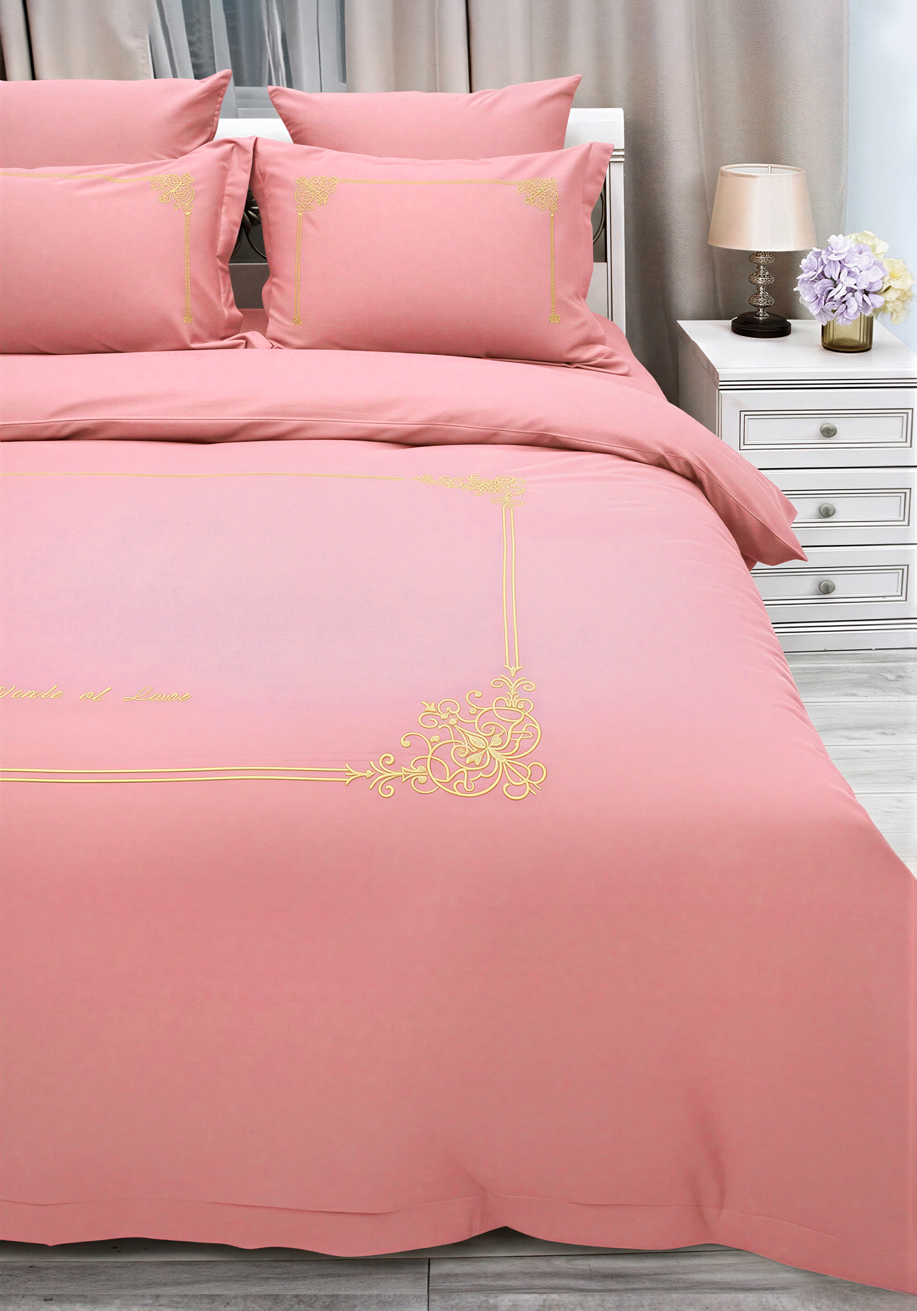 КПБ сатин с вышивкой, евро