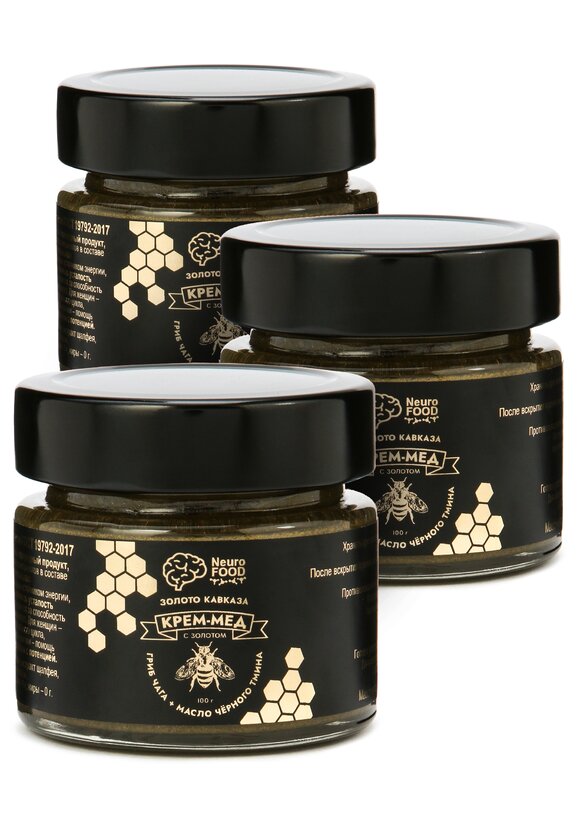 Крем-мёд с золотом, 3 шт. (1 в подарок) шир.  580, рис. 1