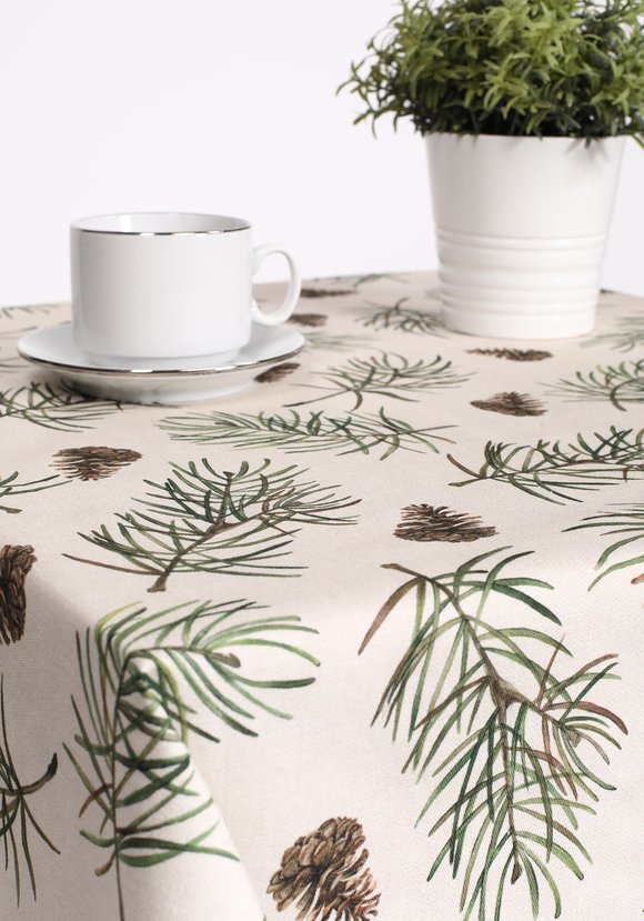 Скатерть  из хлопка Еловые ветки шир.  580, рис. 1