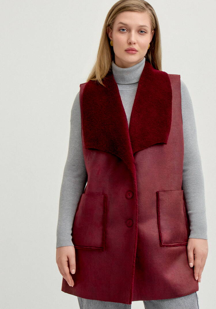 Жилет из эко дубленки шир.  750, рис. 4