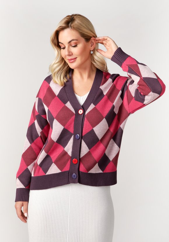 Кардиган Яркие ромбы шир.  580, рис. 34