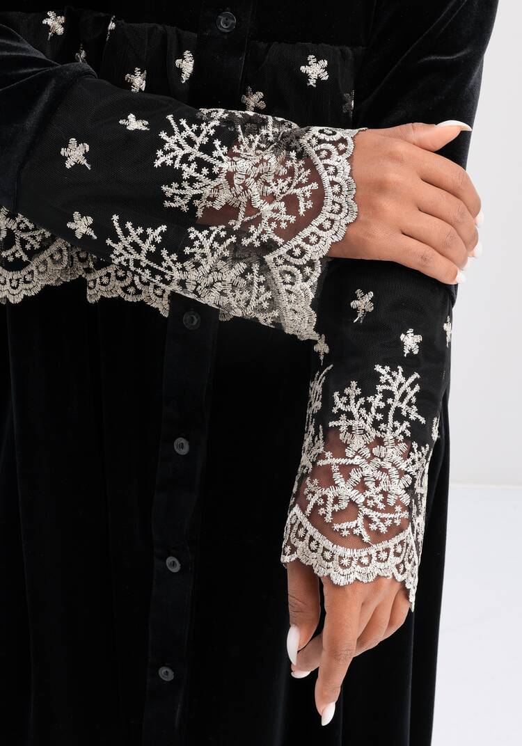 Платье бархатное с кружевом по кокетке шир.  750, рис. 13