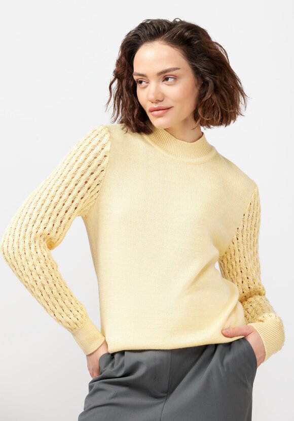 Джемпер с ажурными рукавами объемной вязки шир.  580, рис. 22