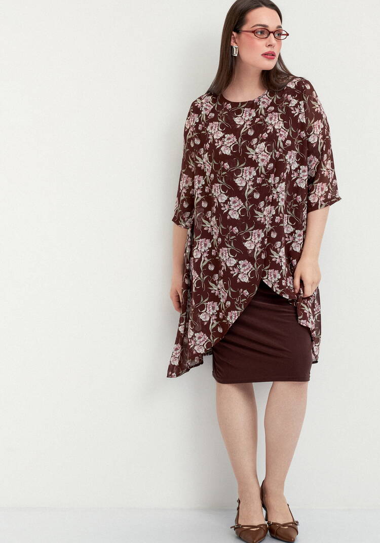 Платье в цветочный принт с шифоном шир.  750, рис. 15