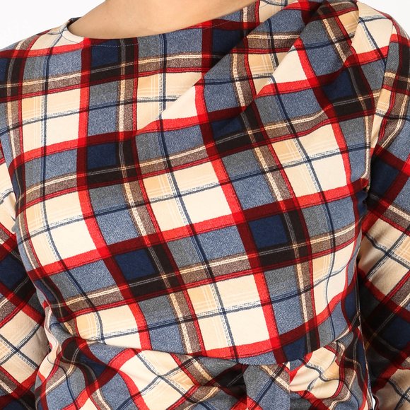 Платье-миди с принтом клетка шир.  580, рис. 3