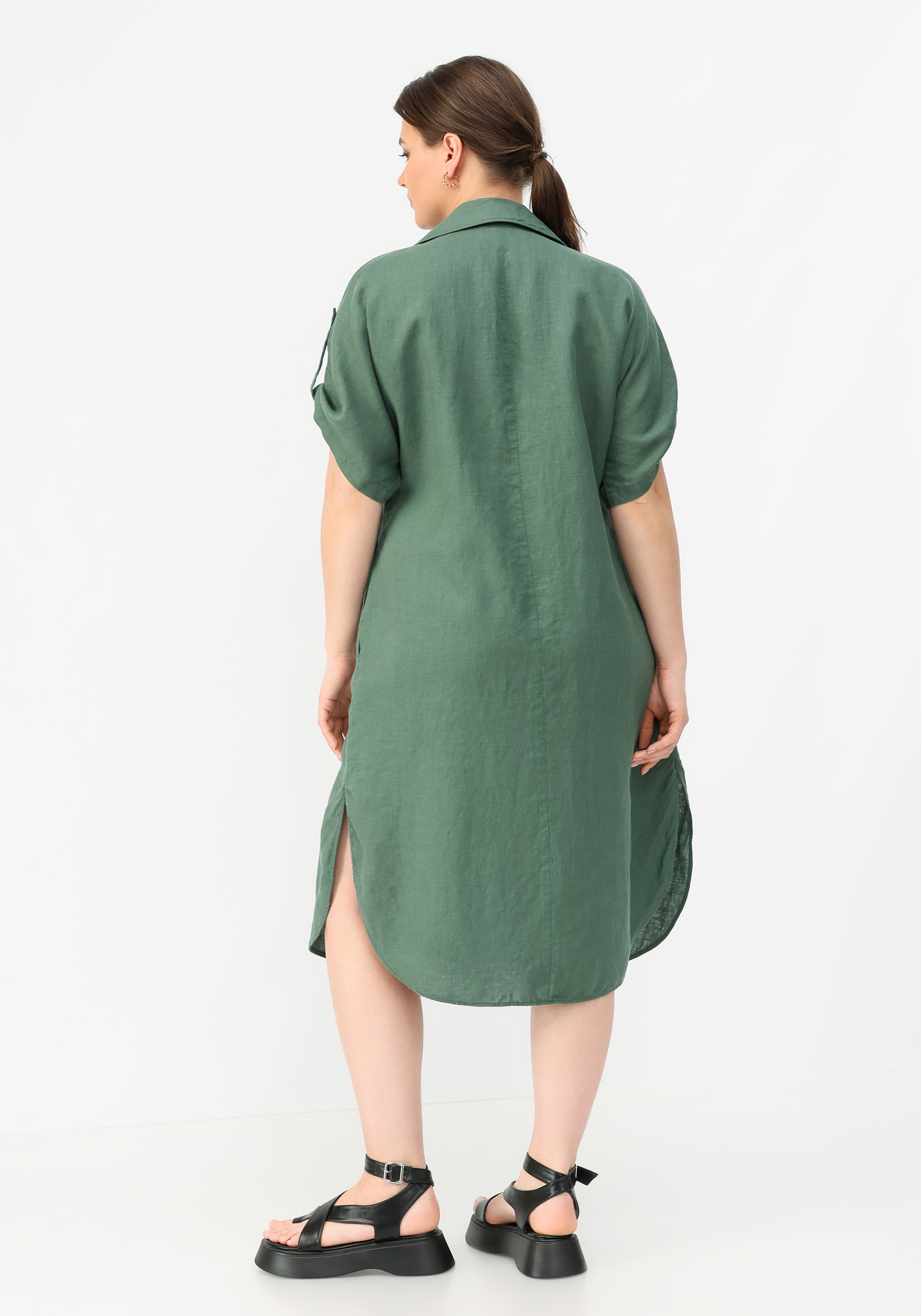 Платье-туника из льна "Оливия" BfC, размер 52, цвет зеленый - фото 4