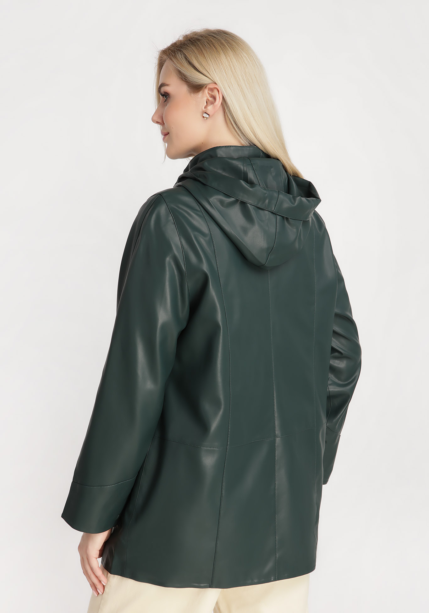 Куртка из экокожи с капюшоном, размер 50, цвет черный - фото 7