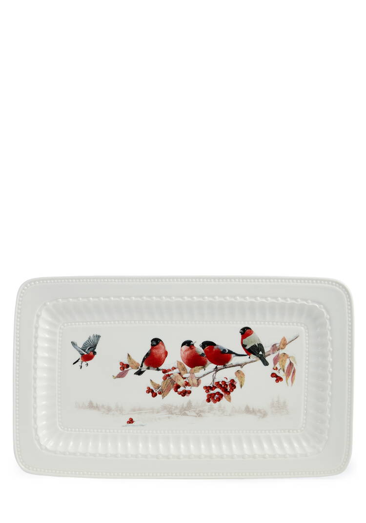 Блюдо фарфоровое прямоугольное Снегири шир.  750, рис. 6