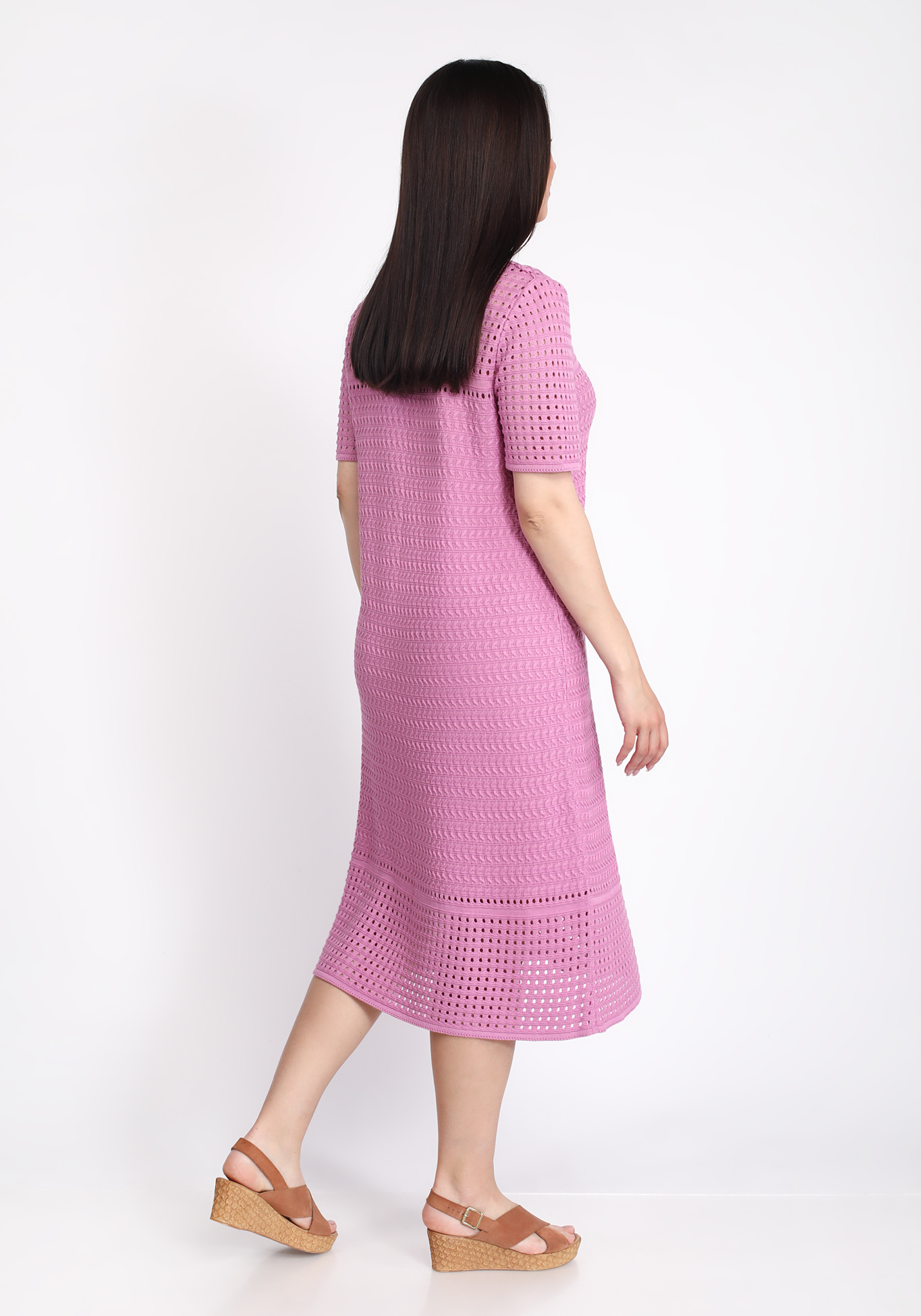 Платье А-силуэта ажурное Vivawool, размер 58, цвет сиреневый - фото 6