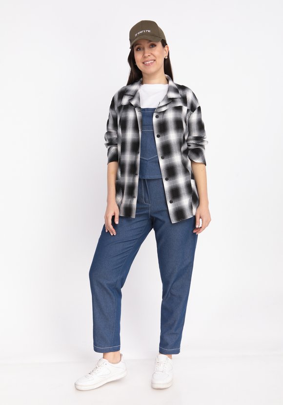 Блуза в клетку с накладными карманами шир.  580, рис. 25