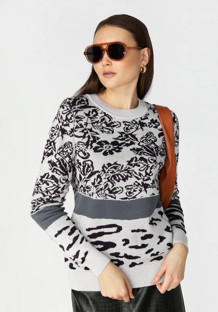 Джемпер женский с цветочным принтом шир.  750, рис. 5