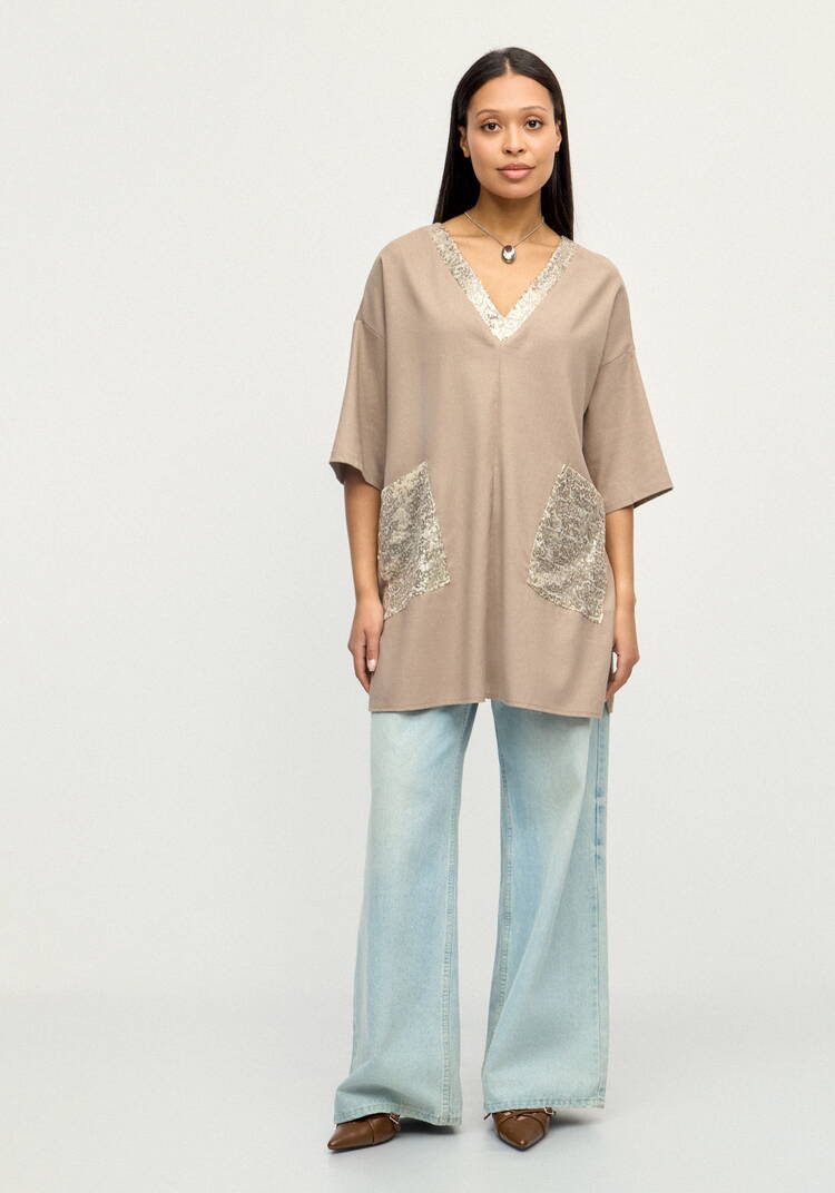 Блуза изо льна с паетками шир.  750, рис. 11