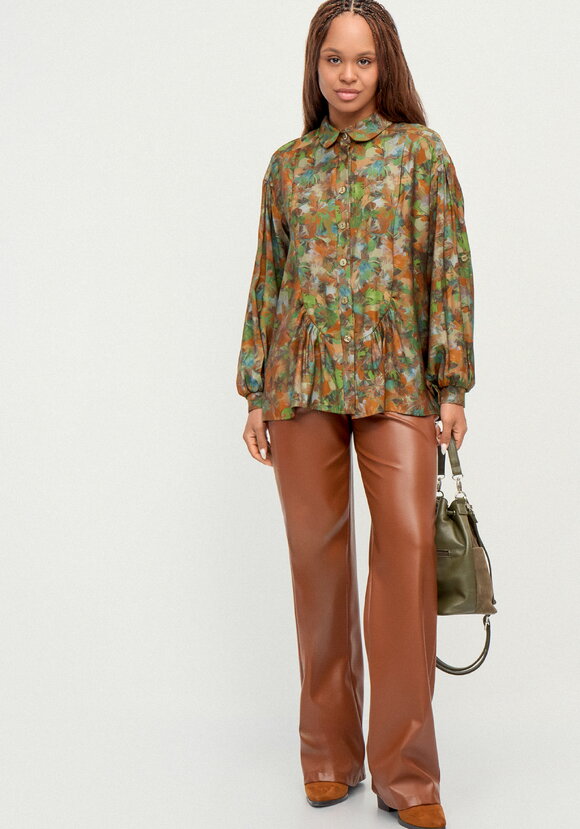 Блуза из ткани с акварельным принтом шир.  580, рис. 16