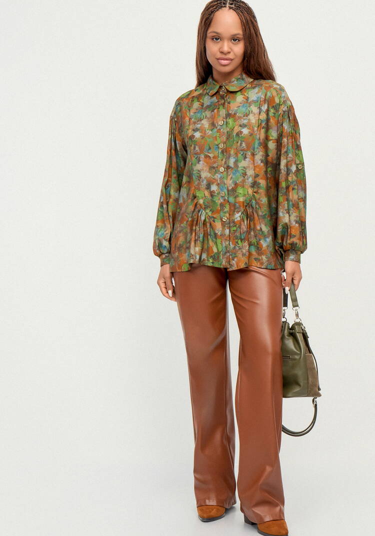 Блуза из ткани с акварельным принтом шир.  750, рис. 16