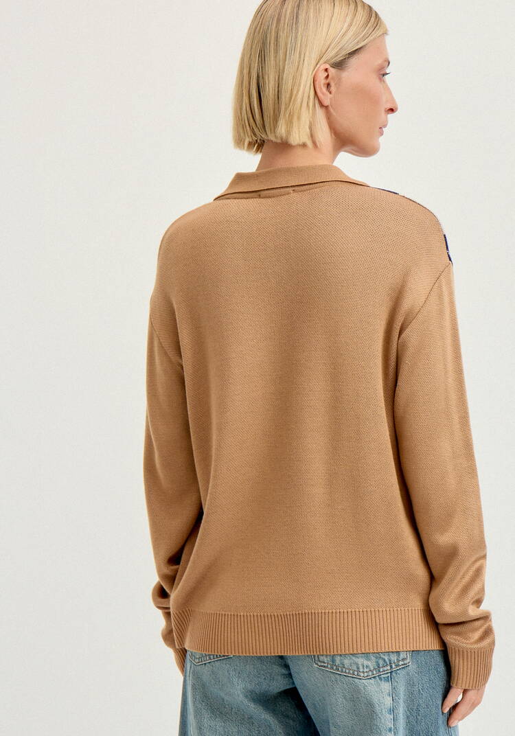 Джемпер с воротом-поло и ромбовидным узором шир.  750, рис. 10