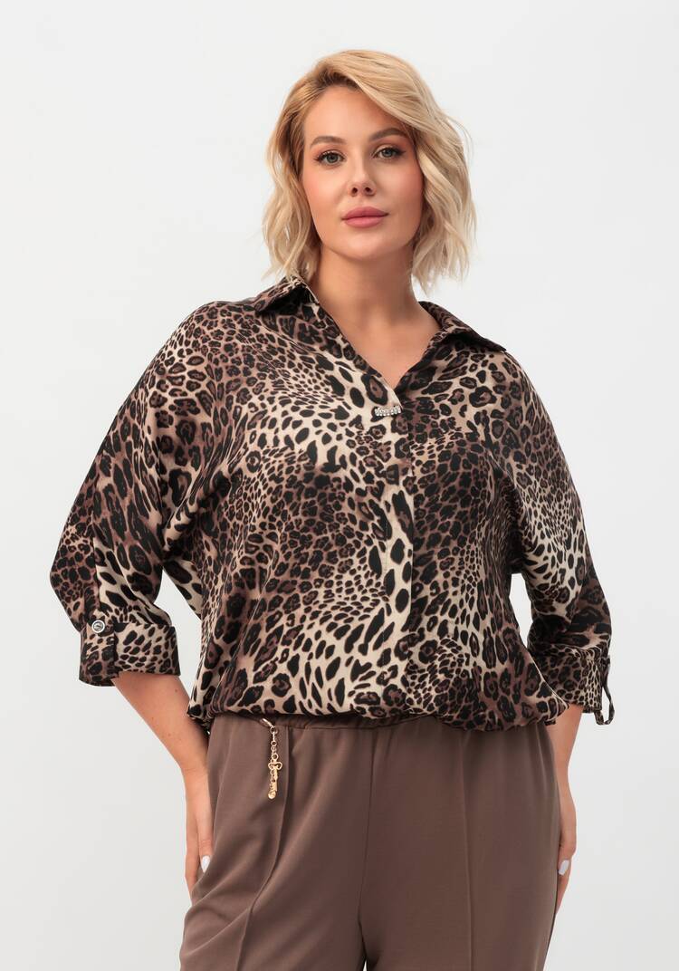 Блуза с патами на рукавах и брошью шир.  750, рис. 19