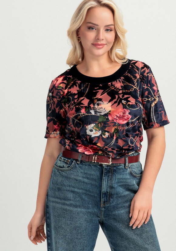 Блуза из бархата с цветочным рисунком шир.  580, рис. 7