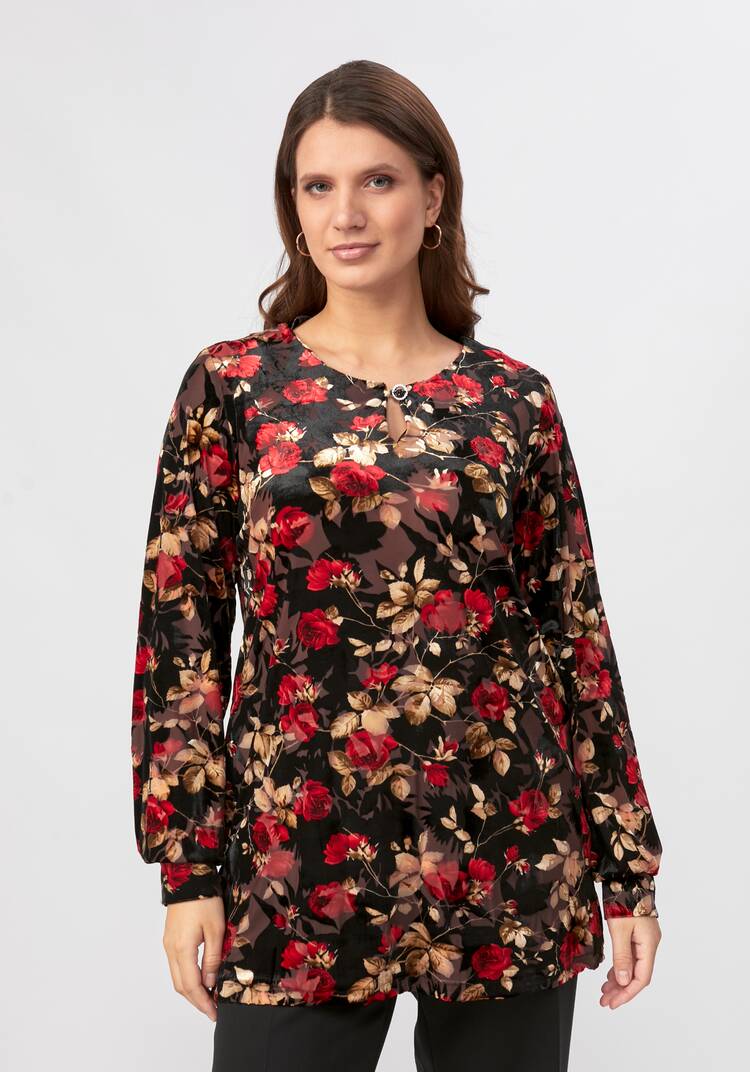 Блуза с бархатным принтом шир.  750, рис. 3