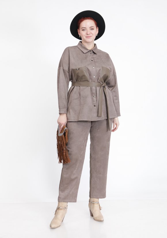 Брюки с отделкой из эко-кожи шир.  580, рис. 3